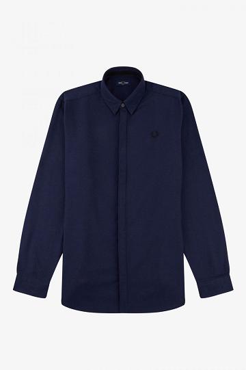 Deep Grey Fred Perry Concealed Placket Flannel Men's Shirts | PH 1490ILHS